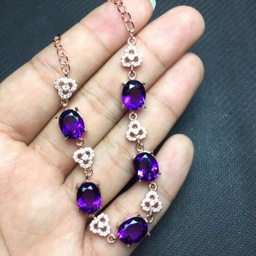 Simple and exquisite natural amethyst bracelet, 925 silver, clean gems, beautiful colors