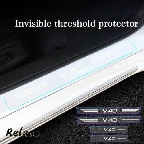 4Pcs Transparent Car Door Sill Protector Threshold Anti-Scratch Protective Film Decorative Stickers For Volvo V40 Accessories