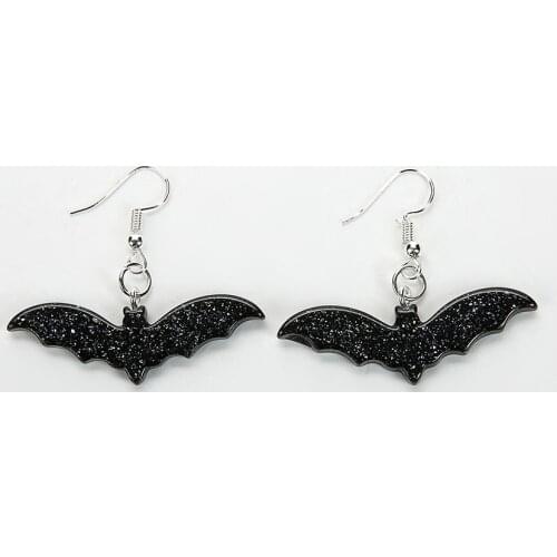 1pair Women Drop Earrings Glitter Cartoon Bat-shape Flatback Resin Dangle Earrings for Women Birthday Gifts Jewelry
