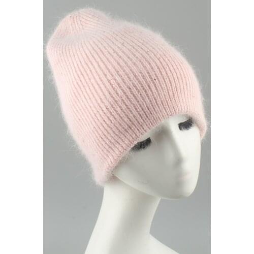 2021 New Skullies Beanies Bling Sequins Rabbit Fur Knitted Hat Soft Warm Winter Hats For Women Gorros Female Cap