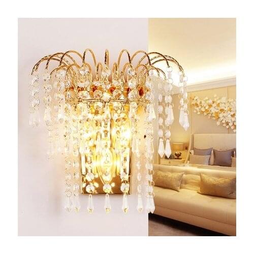 Modern simple bedroom living room personality crystal wall lamp
