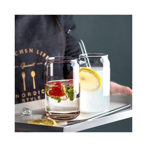 Glass Cup Can Shape Tea Juice Milk Coffee Mug Wine Drink Durable Drinkware Coke Net Red Ina Nordic Simple Beer Cold Cup