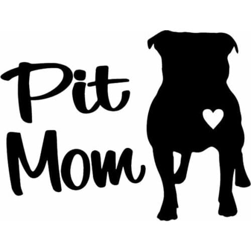 Dawasaru Funny Animal Vinyl Decal Car Sticker Pit Mom Pit Bull Pitbull Dog Black/Silver 15cm*11cm