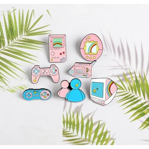 Vintage Handle Game Machine Enamel Pin Retro Game Brooch Denim Jeans shirt bag Childhood Jewelry Gift for Friends Kids