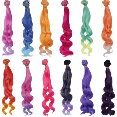 MUZIWIG Synthetic Fiber Water Waves Curly Hair Wefts for BJD/Blyth/American Dolls DIY Accessories