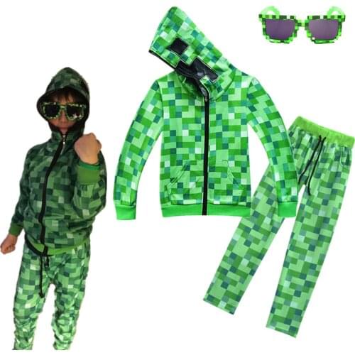 Green Childrens Clothing Kids Spring Autumn Fashion Hoodie Large Child Anime Cosplay Costume Boys Girls Hooded Sweatshirts Suit