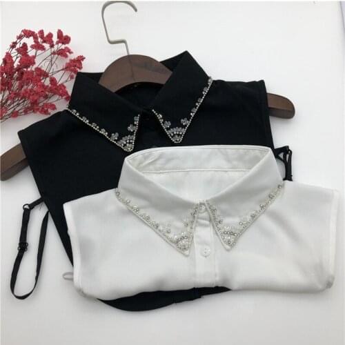 Fake Collars Women Handmade Beaded Removable Blouse Kraagie Nep Vestido Faux Cols Female Sweater False Collar Decor