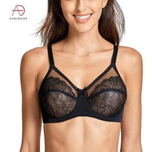 Womens Sheer Lace No Padding Unlined Full Coverage Plus Size Underwire Bra