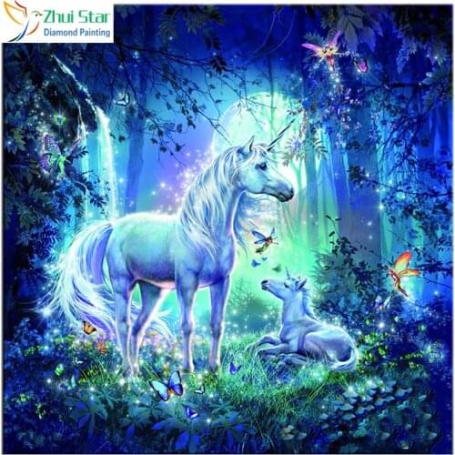 Zhui Star 5D DIY Diamond Painting unicorn and fairy Embroidery Full Square Diamond Cross Stitch Rhinestone Mosaic decor Gift zx