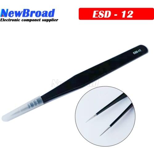 1PCS ESD-12 Anti-static Curved Straight Tip Forceps Precision Soldering Tweezers Set Electronic ESD Tweezers Tool