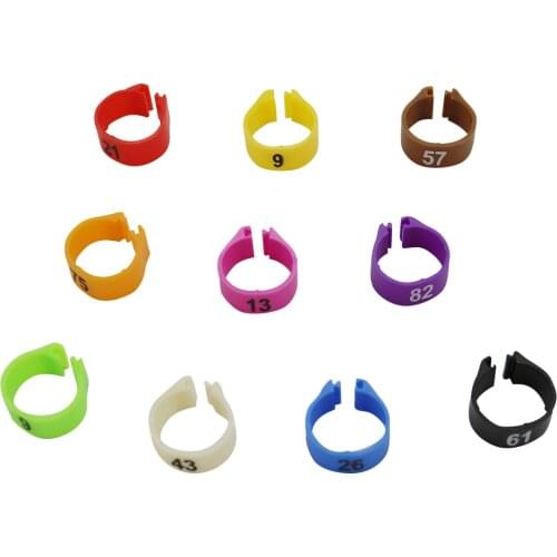 100Pcs 12mm Bird Plastic Clip Rings Plastic Clip Ring Pigeon Dove Quail Foot Ring Farm Animal Pigeon colored foot ring 10 colors