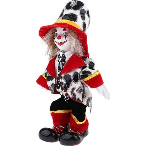 18cm Vintage Hand Painted Porcelain Clown Doll Ceramic Clown Dolls Decoration #3