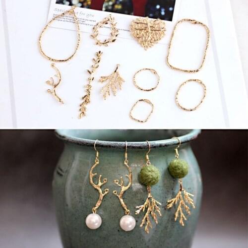 2pcs Fashion Pure Copper Plated Antler Leaves Earrings For Women Necklaces Pendants Diy Jewelry Bracelet Accessories Wholesale