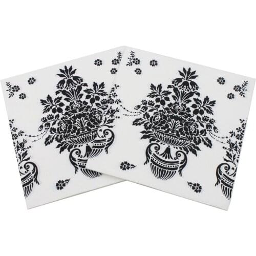 20PCS Printed Damask Flower Napkin Paper party favors tableware Vintage Event & Party Tissue Napkins Decoration Decoupage