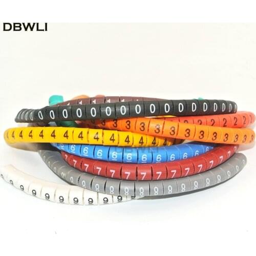500PCS EC-0 Cable Wire Marker 0 to 9 For Cable Size 1.5 sqmm Colored