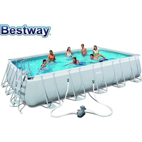 56470 Bestway 6.71x3.66x1.32m(22'x12'x52") Power Steel Rectangular Frame Pool Set/Above Ground Swimming Pool for Adults & Kids