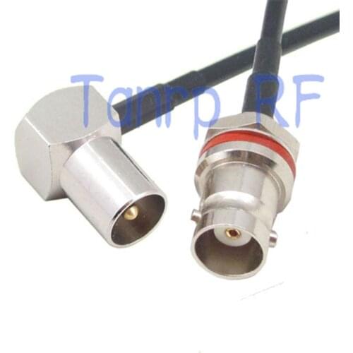 6in TV male right angle 90 degree to mini BNC female with nut bulkhead RF adapter 15CM Pigtail coaxial jumper RG174 cable