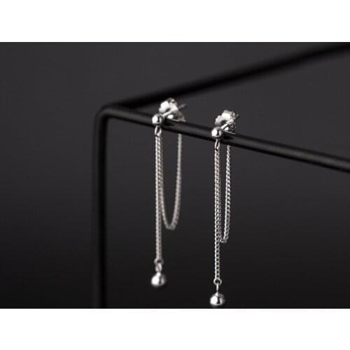 925 Sterling Silver Geometric Tassel Chain Drop Earrings Hanging Earrings For Cool Women Girl Decoration Charm Jewelry