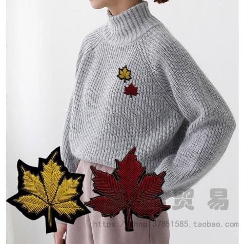 Europe and the United States imported fashion popular spot India silk handmade embroidery dress party Jewelry Brooch maple leaf