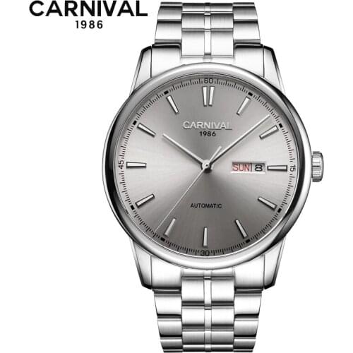CARNIVAL Brand Fashion Automatic Business Watch Man Luxury Waterproof Calendar Military Mechanical Wristwatch Relogio Masculino