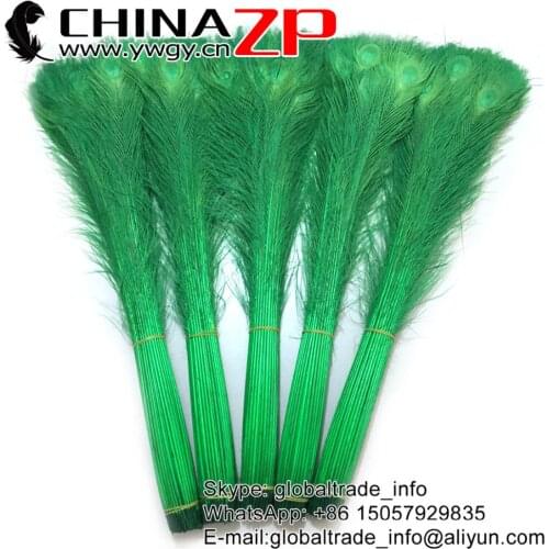 CHINAZP Wholesale Dancer Carnival Feathers 500pcs 80~90cm(32~36inch) Kelly Green Dyed Long Peacock Feather Length Decoration