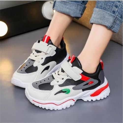 Childrens spring new sports shoes boys' leather leisure shoes girls' breathable and light student running shoes baby shoes