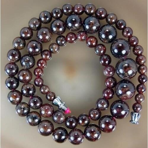 Hot sale Free Shipping>>5-11mm Natural Garnet Round Beads Necklace 17