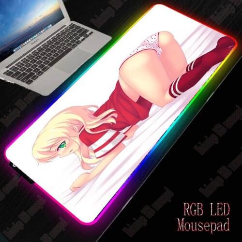 Anime Girls Ass RGB Luminous Mouse Pad Oversized Glowing Gaming Keyboard Pad Led Computer Mousepad Big Mouse Mat Dropshipping
