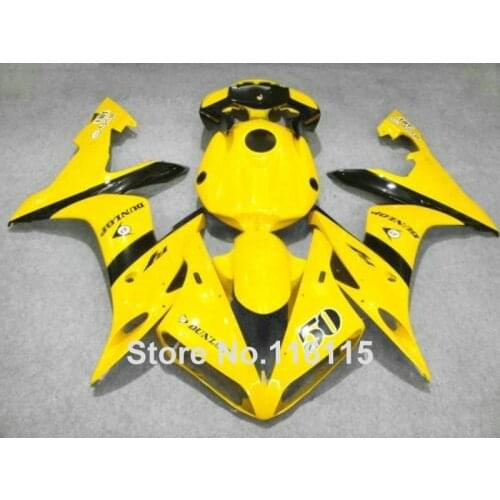 MOTOMARTS high quality fairings set for YAMAHA YZF R1 2004 2005 2006 black yellow ABS fairing kit R1 04 05 06 CY58 Full injectio