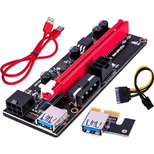 Newest VER009 USB 3.0 PCI-E Riser VER 009S Express 1X 4x 8x 16x Extender Pcie Riser Adapter Card SATA 15pin to 6 pin Power Cable