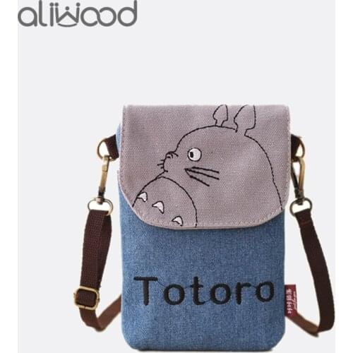 2021 New Cartoon Totoro Women Bag Messenger Bags Ladys Mini Shoulder Bag Handbags Female Clutch Purse Phone Bag Set For Animals