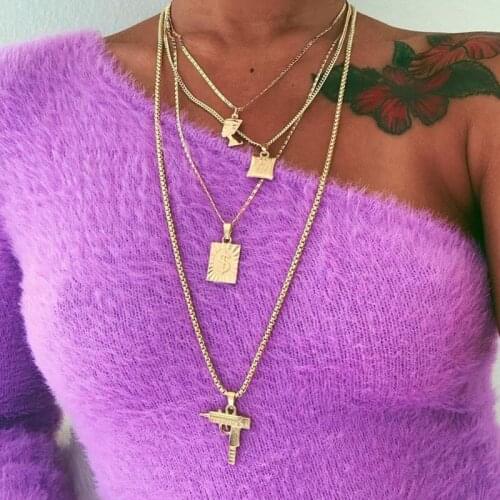 New Necklace 2021 Multilayer Chain Necklaces for Women Vintage Pendant Necklaces Jewelry Accessories Wholesale Collares