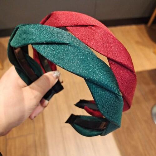 New Fashion Solid Wave Headbands for Women Girls Sweet Bright Fabric Cross Hairbands Ladies Makeup Hair Hoops Bands Accessories