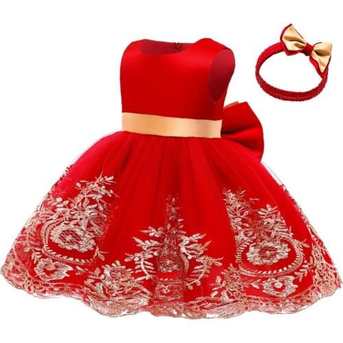 Dress for Girls Christmas Costume Wedding Evening Party Embroidered Flower Girls Tulle Dress Birthday Baby Kids Baptism Vestidos