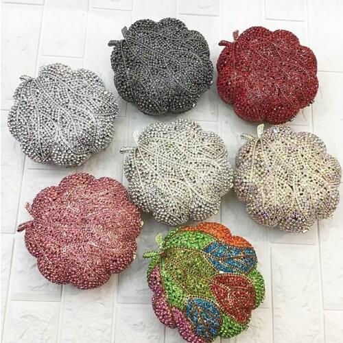 Luxury Design Red/Silver 7 Colors Round Shape Crystal Purse Women Diamond Handbag Evening Party Wedding Clutches Mini Minaudiere