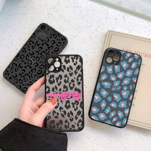 Leopard print sexy pink luxury Phone Case For iphone 12 11 7 8 plus mini x xs xr pro max matte transparent cover