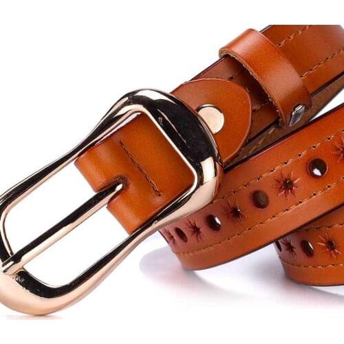 Luxury Cowhide Womens belt All-Match Fashion Jeans Casual Pants Pin Buckle Trousers With Zinc Alloy Buckle Thin Belt for women