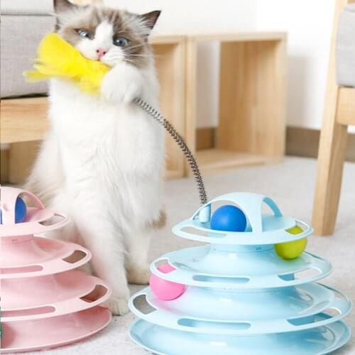 Pink Pet Toy Cat Turntable Ball Three-layer Four-layer Funny Cat Rod Mouse Pet Kitten Young Pet Toy Supplies