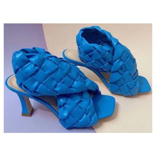 New Summer Fashion Design Weave Women Sandals High heels Ladies Sandals Open Toe Shoes Colorful Candy Colors Sweet Green orang