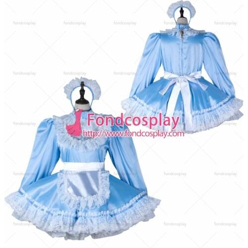 Sissy maid satin dress lockable Uniform cosplay costume Tailor-made[G2357]