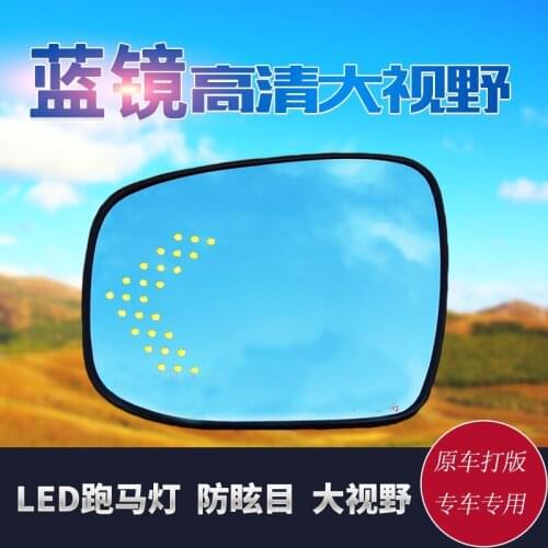 SmRKE 2Pcs For Honda fit 2021 Side View Door Mirror Blue Glass With Led Turn Signals light Heated