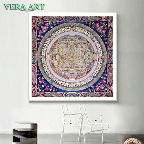 Tibet Thangka Abstract Art Painting Posters And Prints Canvas Flower Decor Tibetan Mandala Buddha Oil Canvas Art Painting Wall