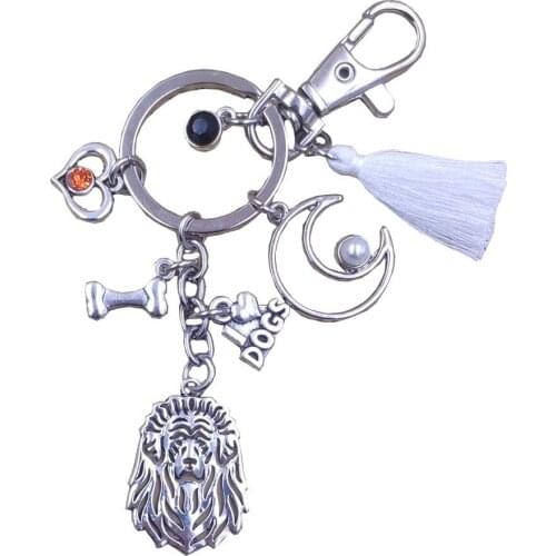 Tibetan Mastiff Dog Animal Old-fashioned Keychain Kawaii Key Ring Pet Tassels Antique Bohemian Women Men Jewelry Party Gift K184