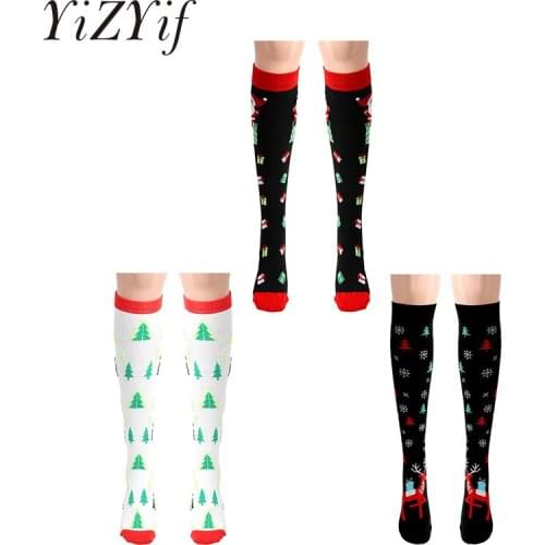 Unisex Christmas Theme Printed Compression Socks Stockings for Athletic Running Medical Sports Flight Travel Women Men Socks