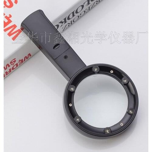 2.5X 62mm Children Gift Handheld Illuminated Magnifier with 6 LED Lamps Handle Magnifying Glassfor Reading Aid Portable Loupe