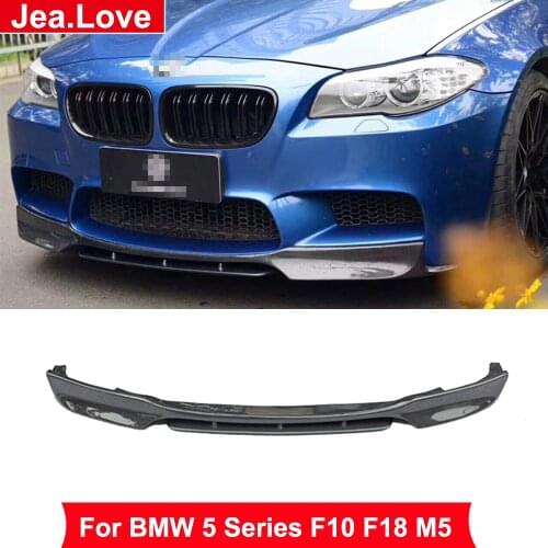 V Style Real Carbon Fiber Car Front Bumper Lip Body Kits Modification Part For BMW 5 Series F10 F18 M5 525i 530i 2010-2017