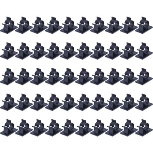 WSFS Hot 50 Pcs Adjustable Cable Clips Adhesive Nylon Wire Clamps Black 25x19x22.2 mm