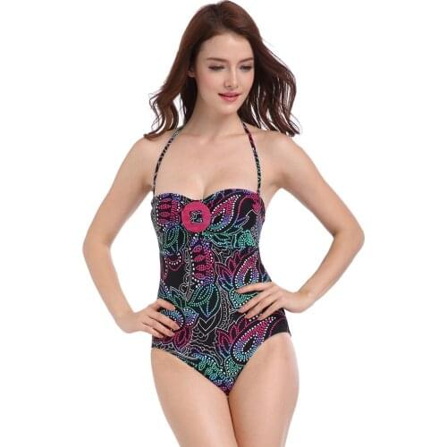 Sexy Triangle One Piece Swimwear Women 2021 Large Size Print Swimsuit Beachwear Monokini Vintage Halter Bodysuit Bathing Suit