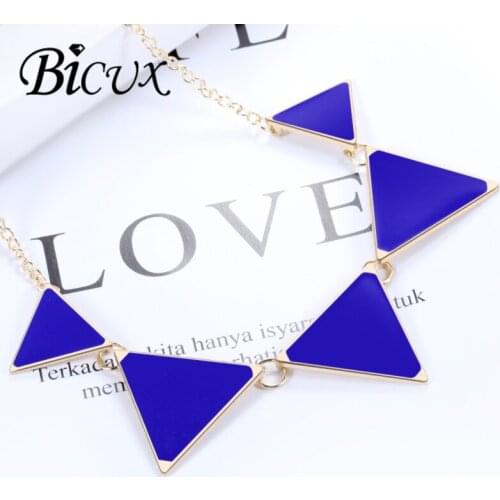 BICUX Fashion Vintage Pendant Necklaces 2019 for Women Statement Geometric Triangle Alloy Party Link Chain Necklace Punk Jewelry