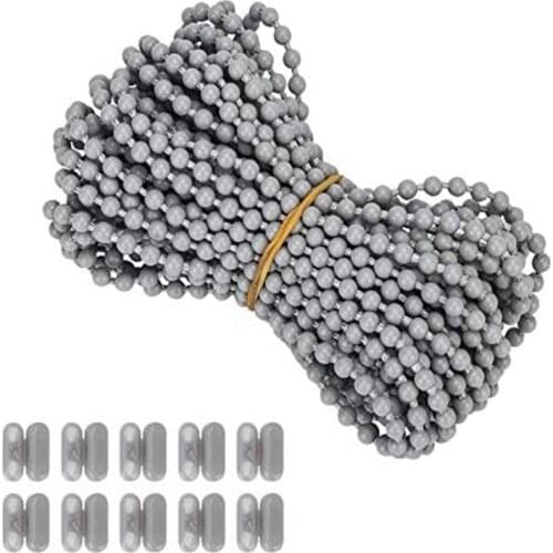 10M Roller and Roman Shade Blind Beaded Chain Cord Grey Plastic Roller Blind Chain Repair Roller Curtain Bead Rope Blind Beaded